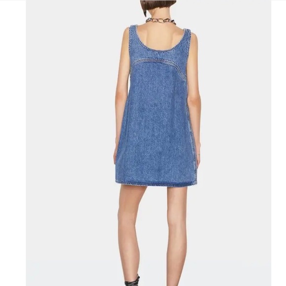 FRAME Molino Micro Flare Denim Mini Dress Size M - Picture 2 of 11